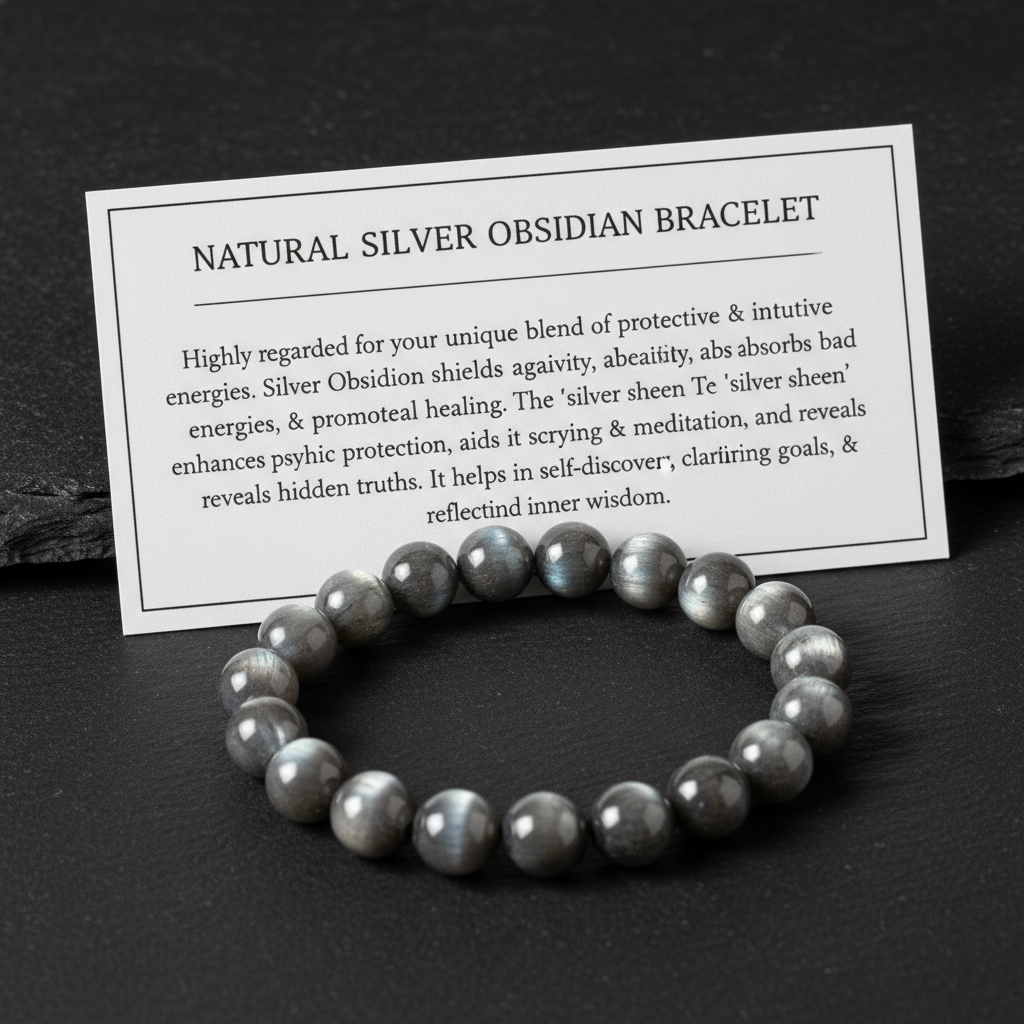 Natural Silver Obsidian Bracelet