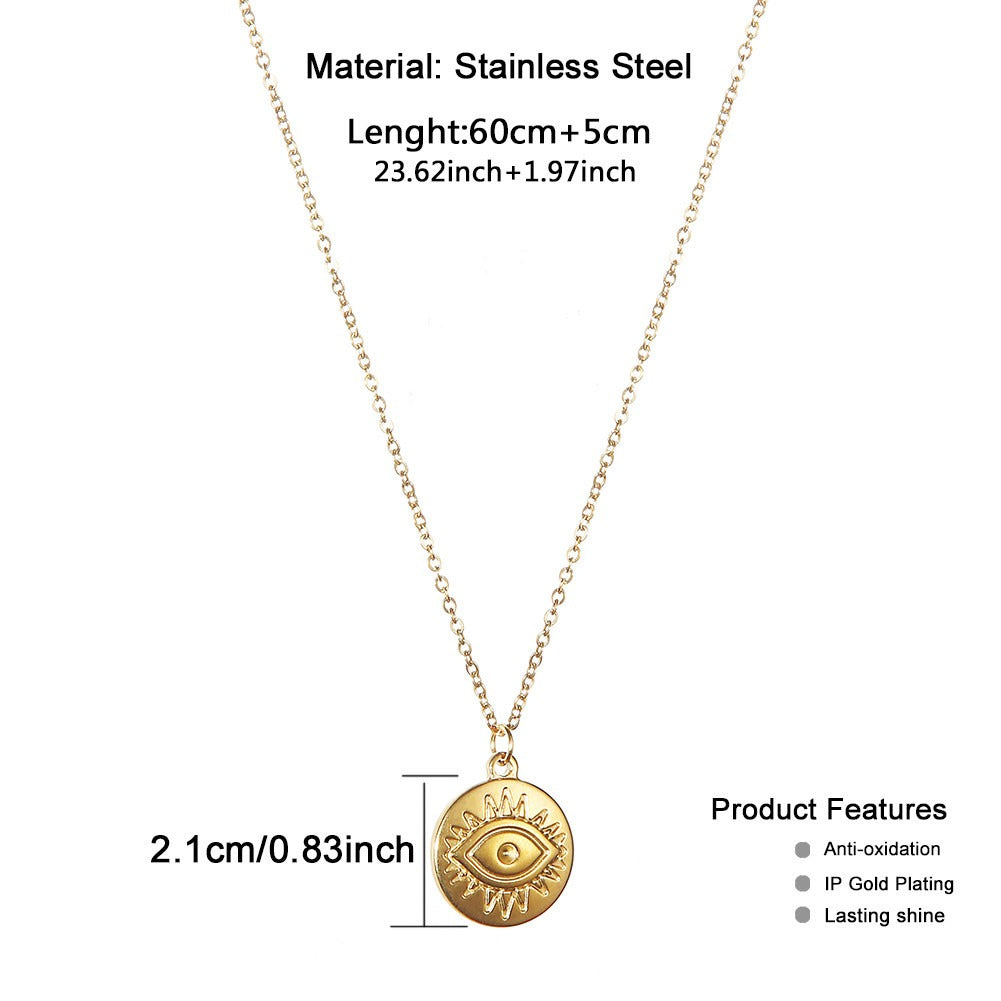 24K Gold Plating Evil Eye Pendant Necklace