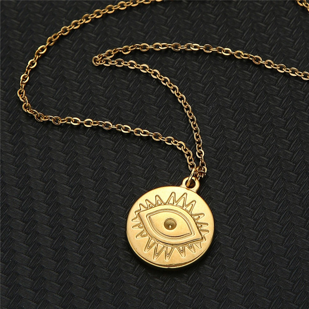 24K Gold Plating Evil Eye Pendant Necklace