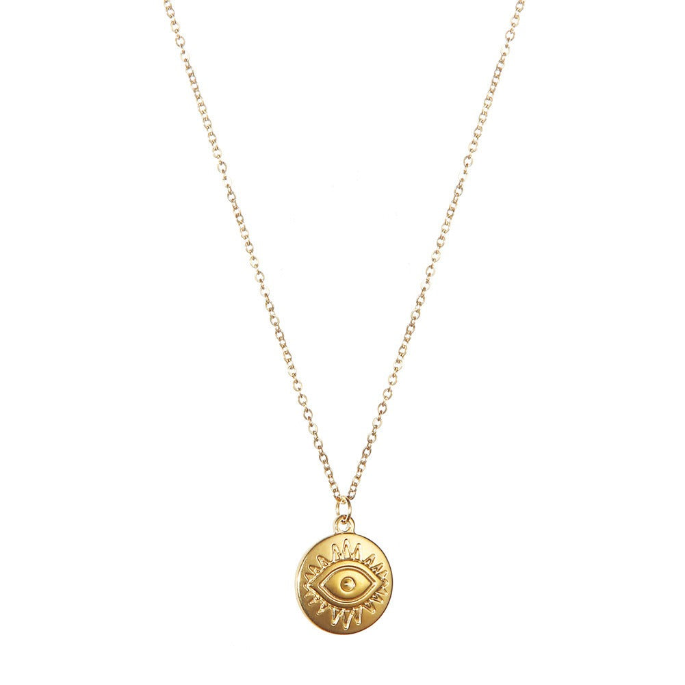 24K Gold Plating Evil Eye Pendant Necklace