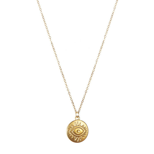 24K Gold Plating Evil Eye Pendant Necklace