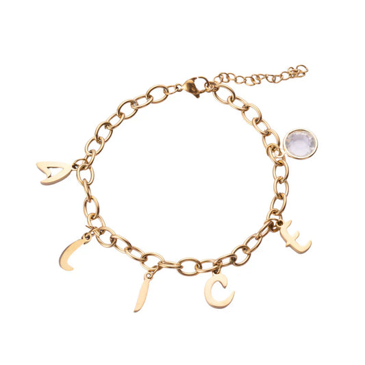 Custom Name Charms Bracelet With Birthstone
