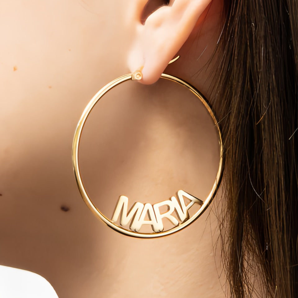 Closed Hoop Name Earrings