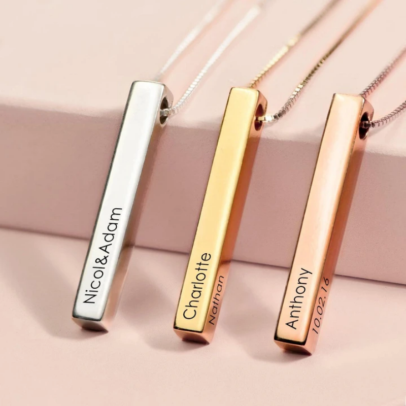 Personalized Pillar Bar Pendant Necklace