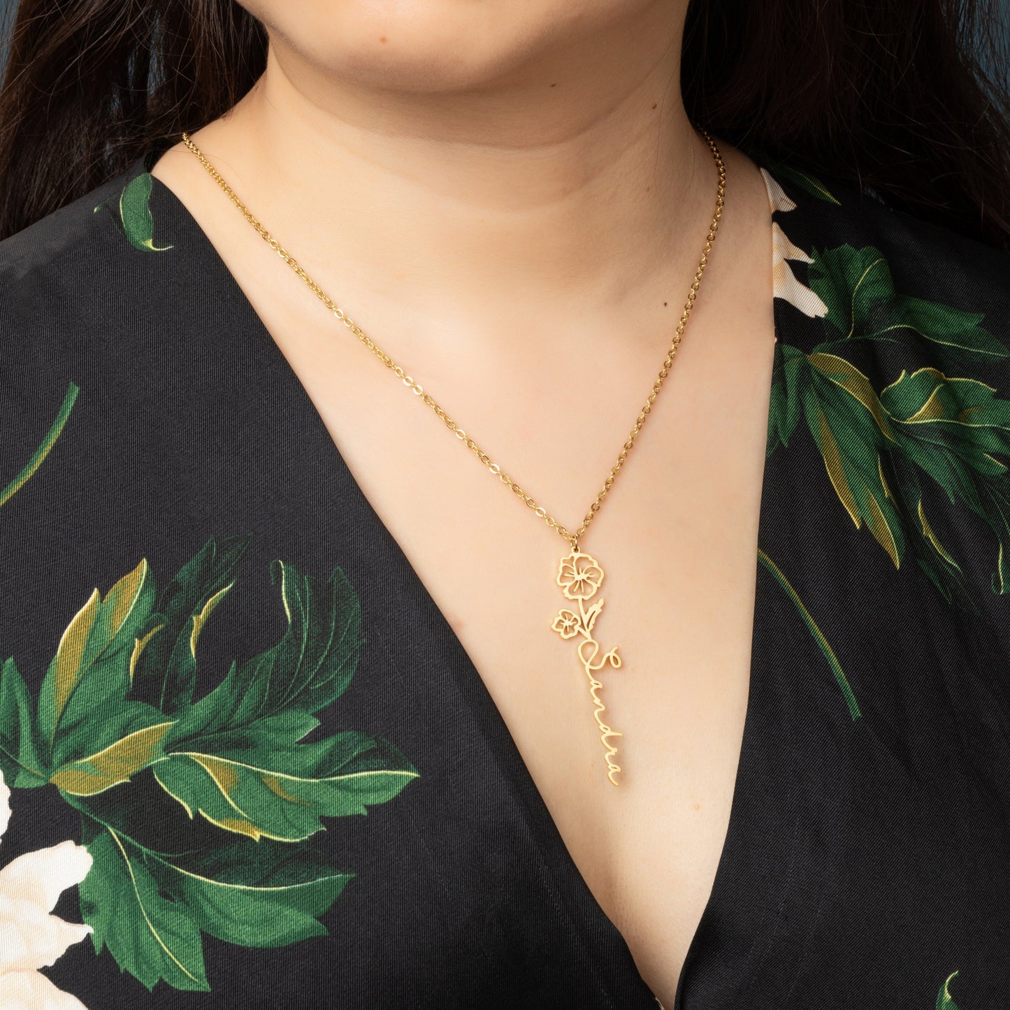 Flower Name Pendant Necklace
