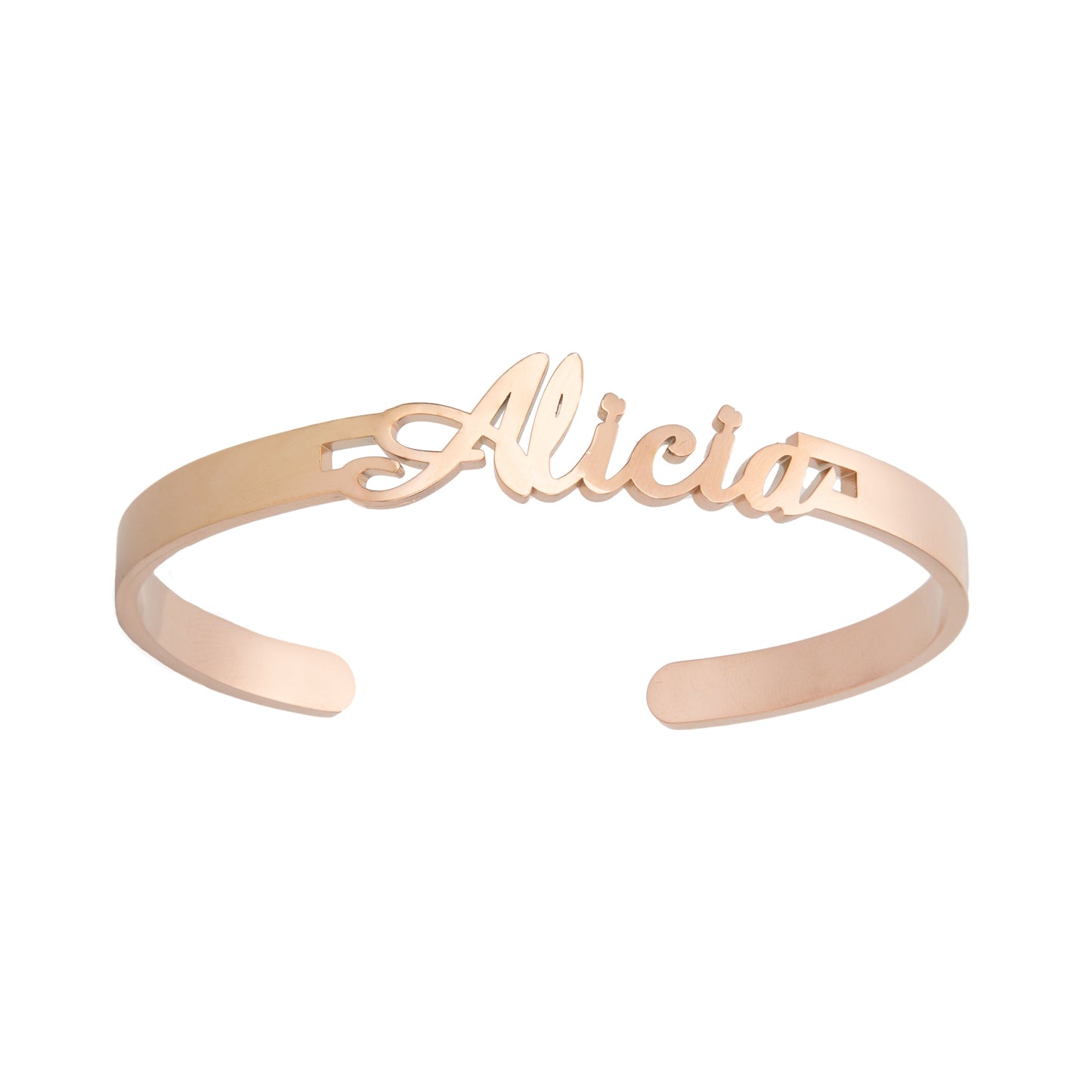Single Name Open Bangle Bracelet