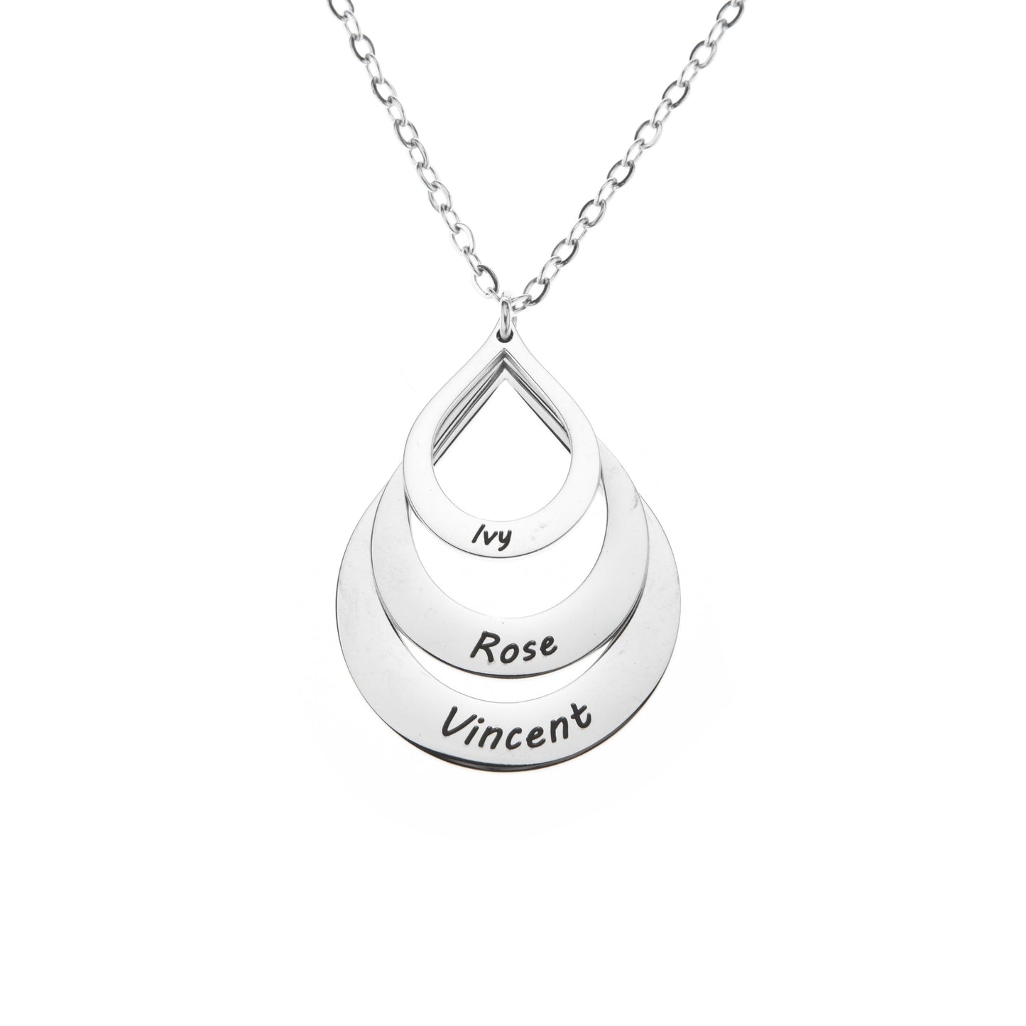 Personalized Teardrop Family Pendant Necklace
