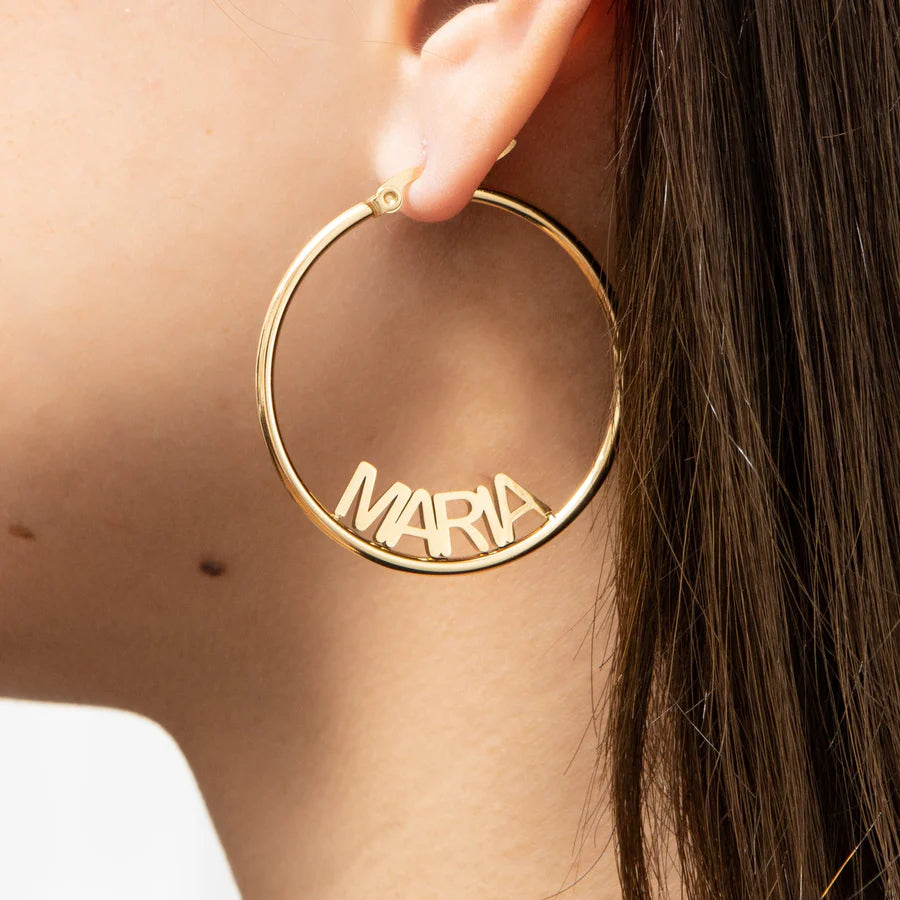 Closed Hoop Name Earrings
