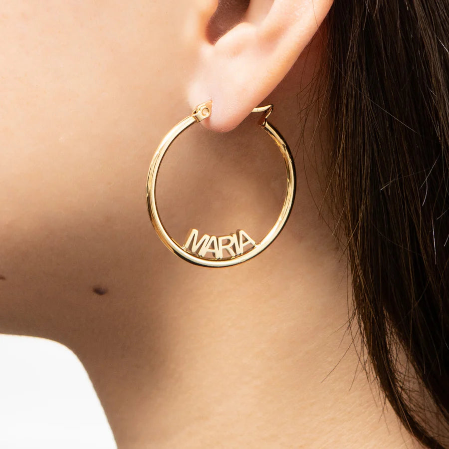 Closed Hoop Name Earrings