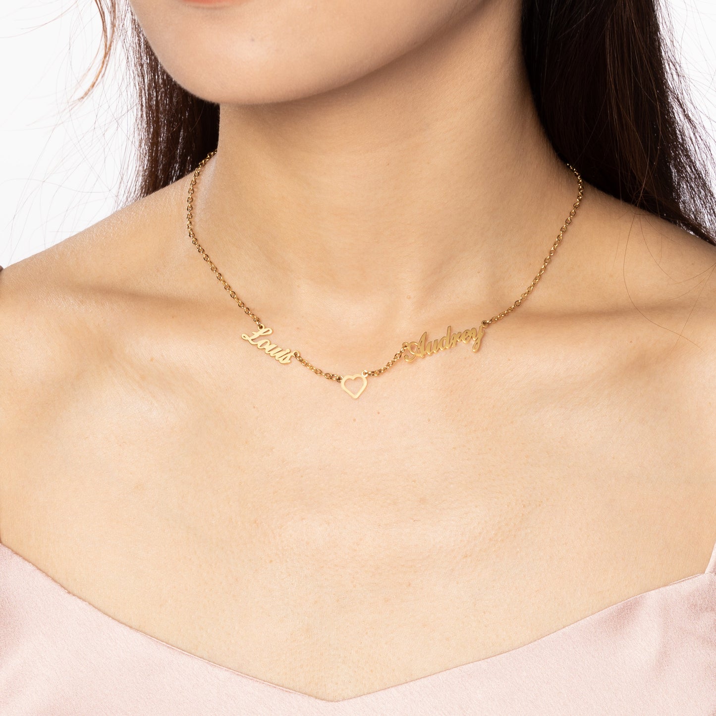 Heart & 2 Custom Names Necklace