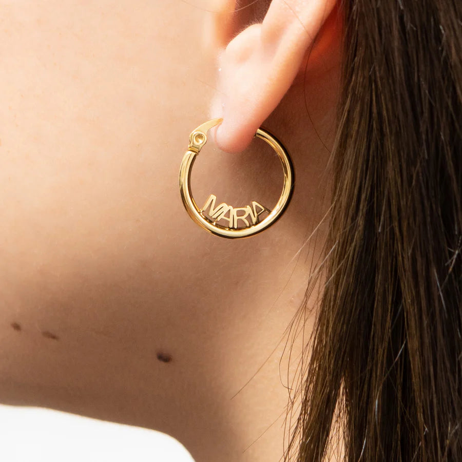 Closed Hoop Name Earrings