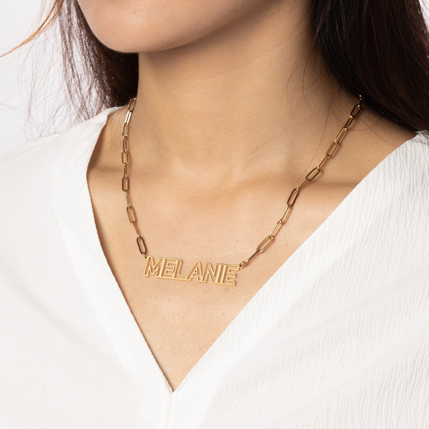 Hollowed Capital Name Necklace