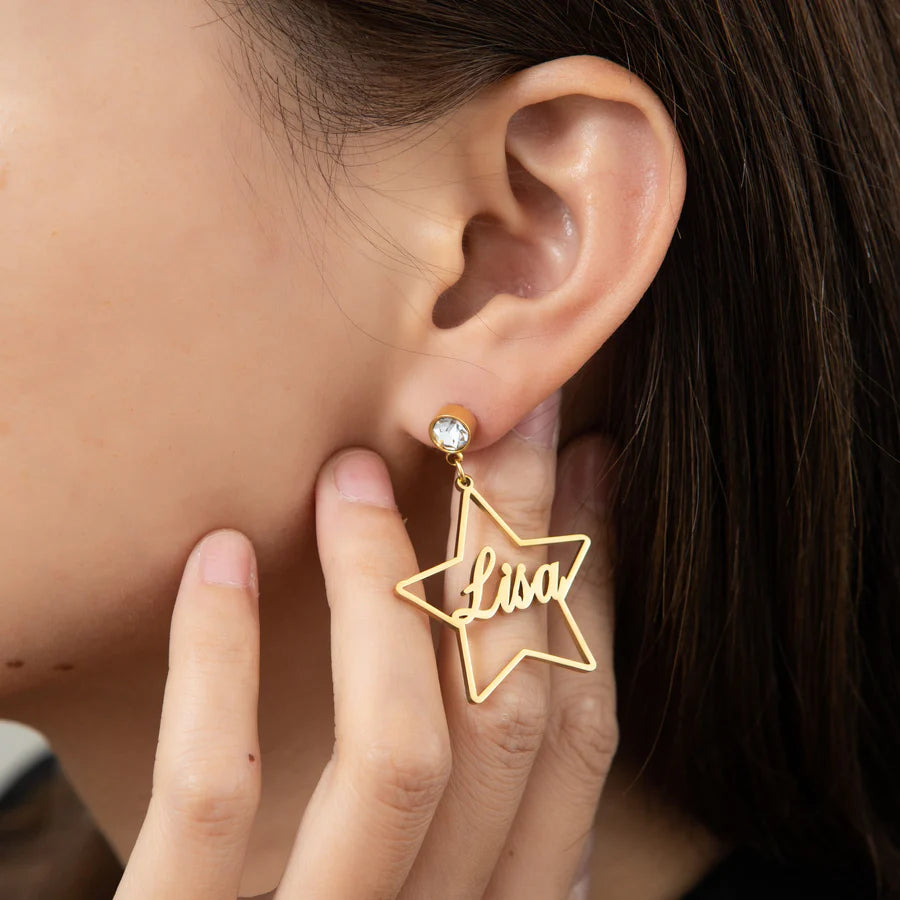 Star Earrings With Birthstone