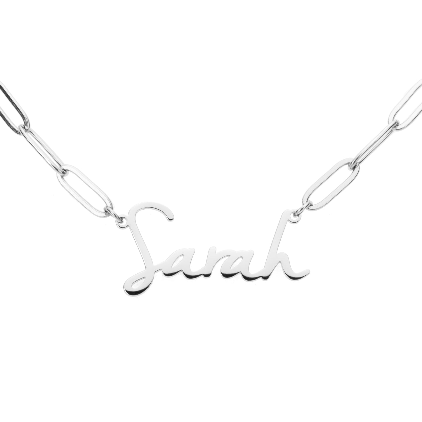 Script Name Necklace With Paperclip Chain