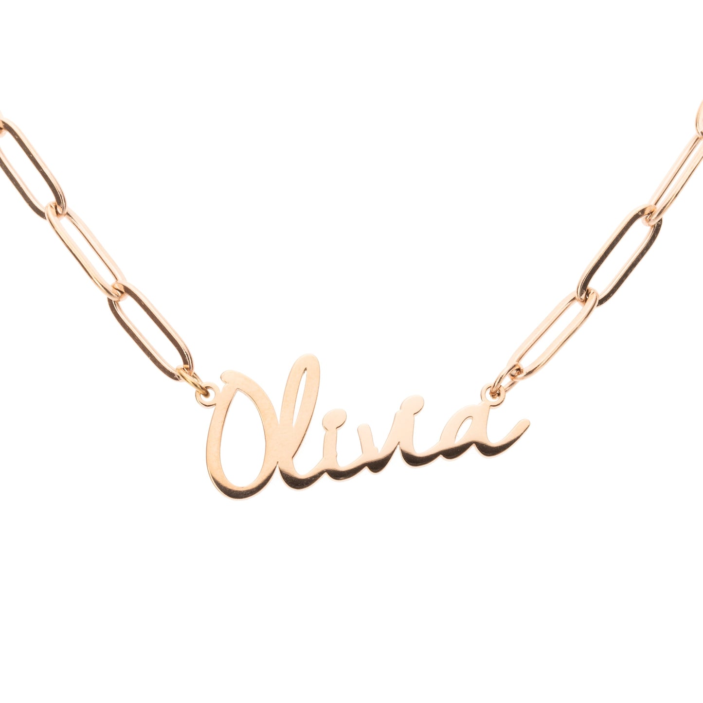 Script Name Necklace With Paperclip Chain