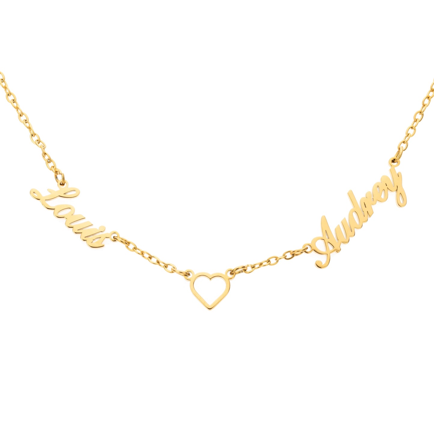 Heart & 2 Custom Names Necklace