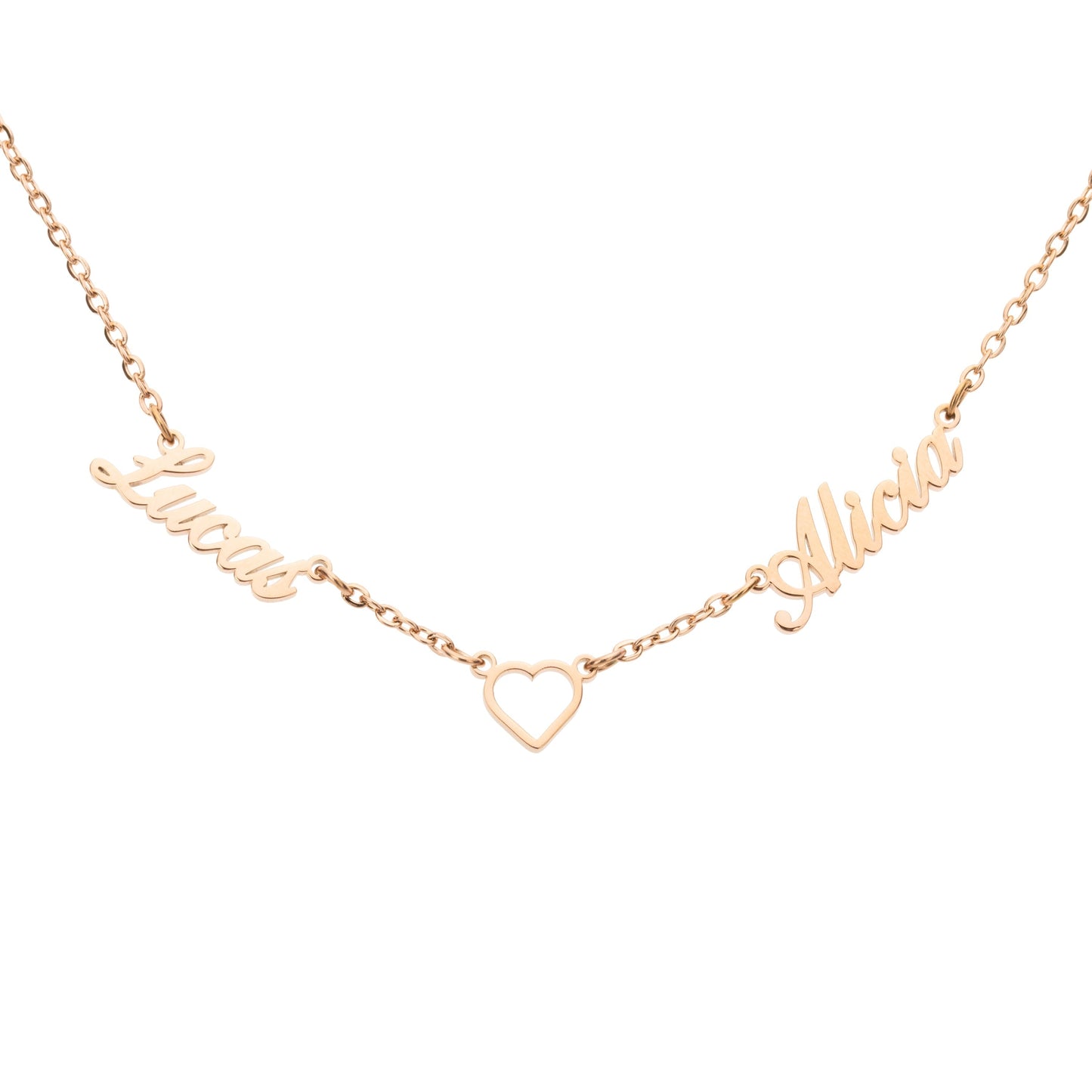 Heart & 2 Custom Names Necklace
