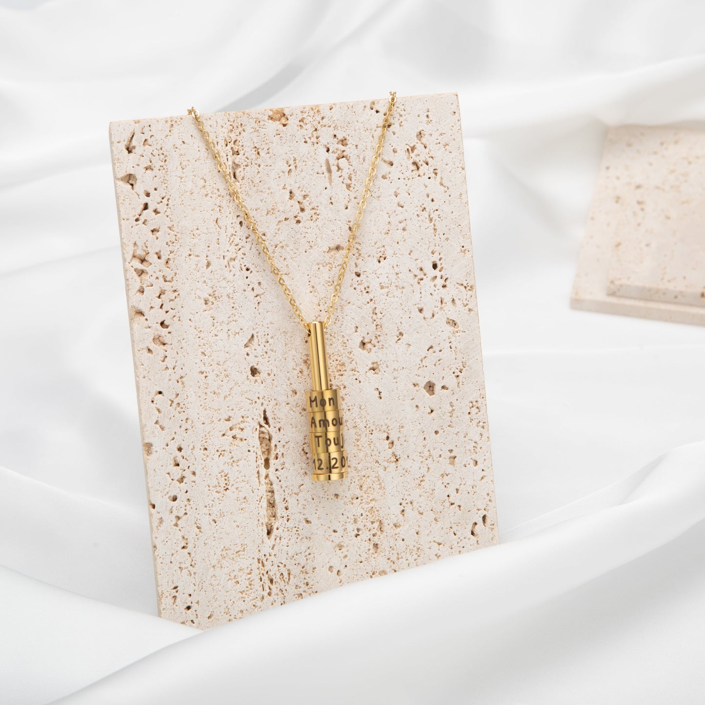 Round Bar Pendant Necklace with Charms