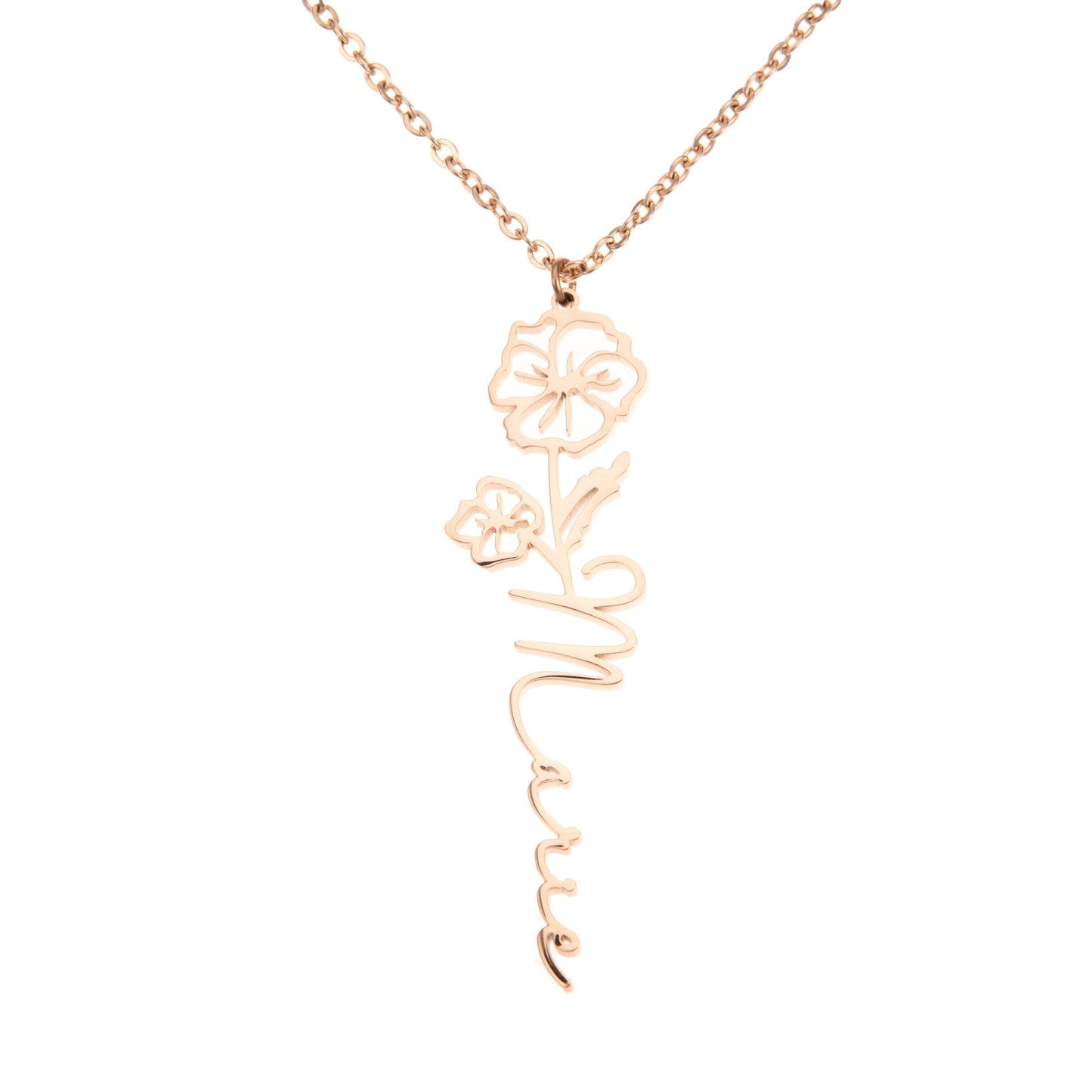Flower Name Pendant Necklace