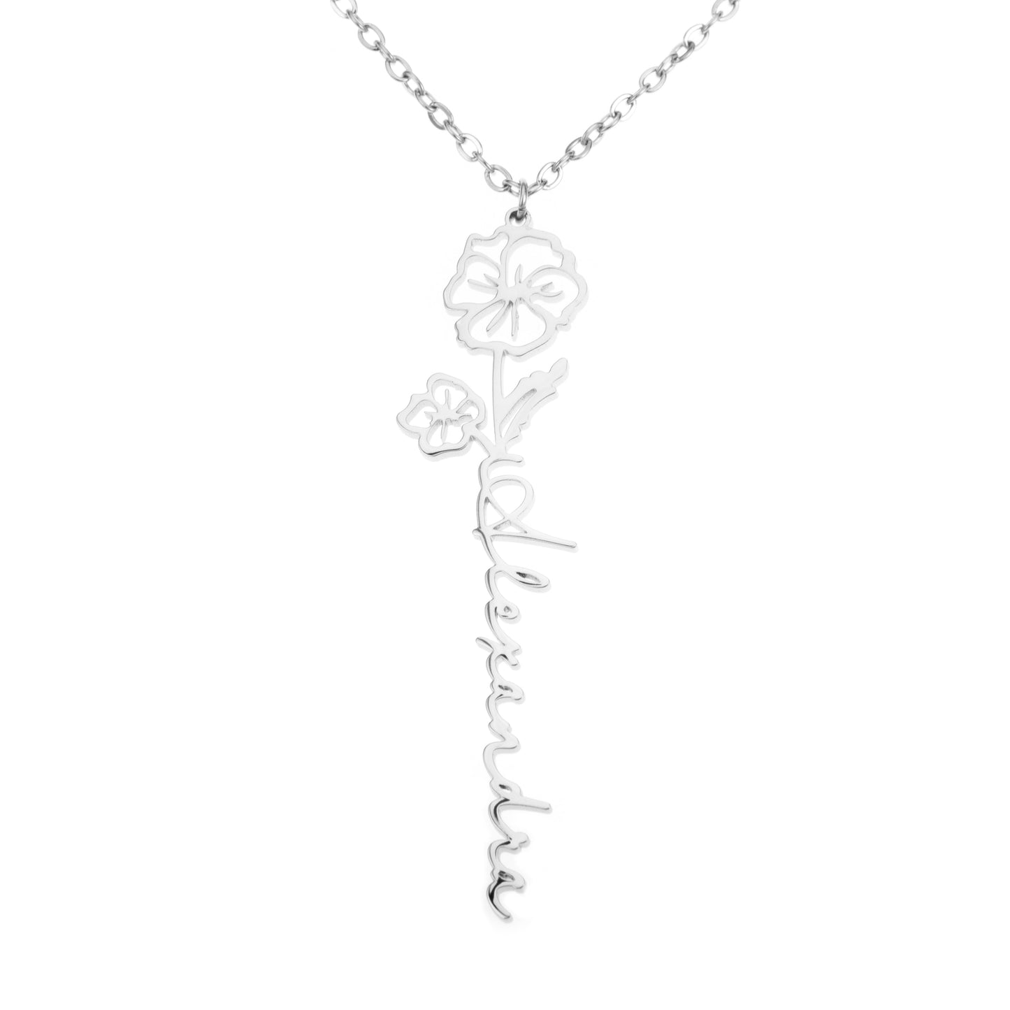 Flower Name Pendant Necklace