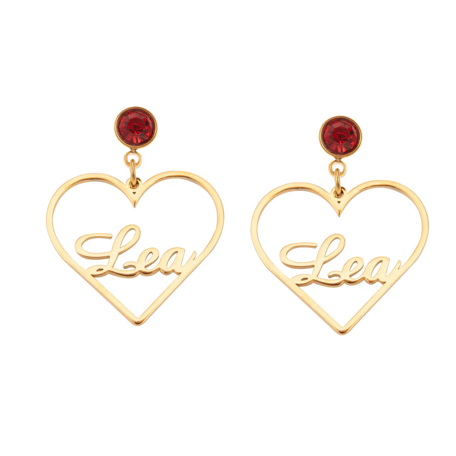 Heart Earrings With Birthstone