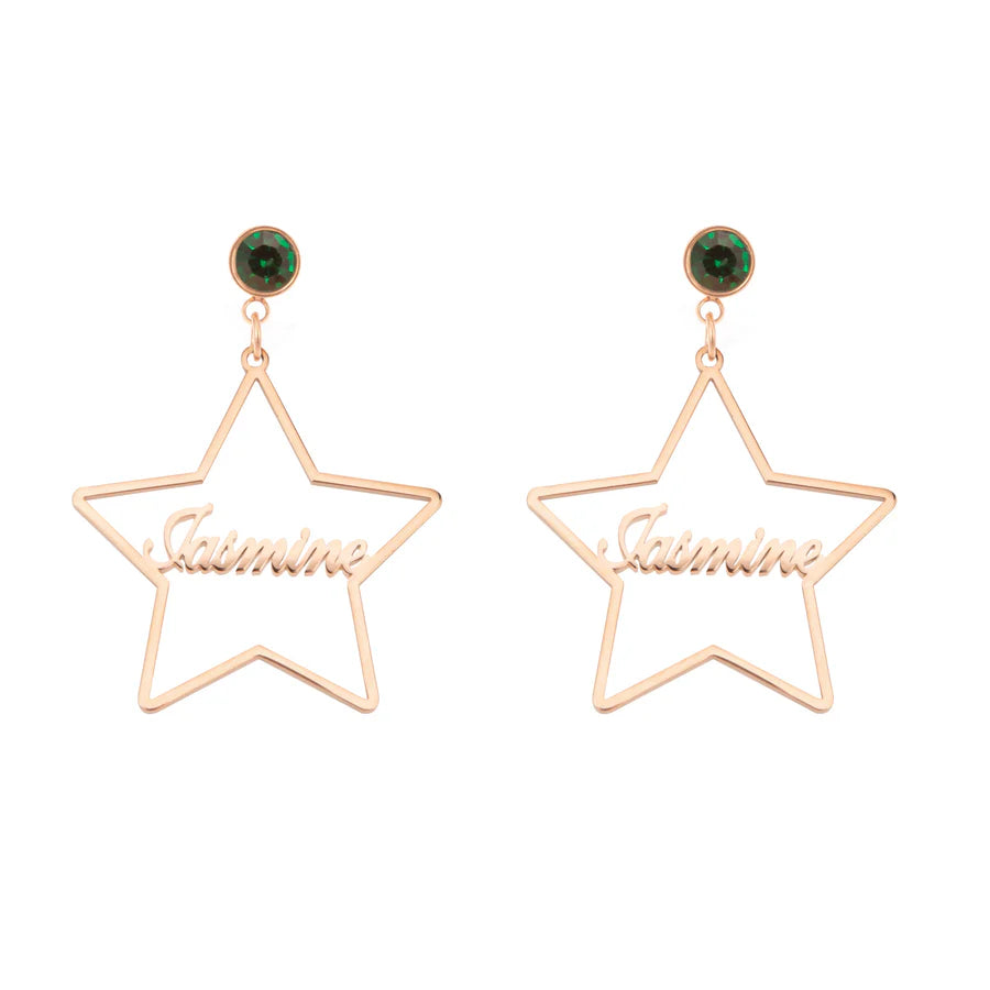 Star Earrings With Birthstone