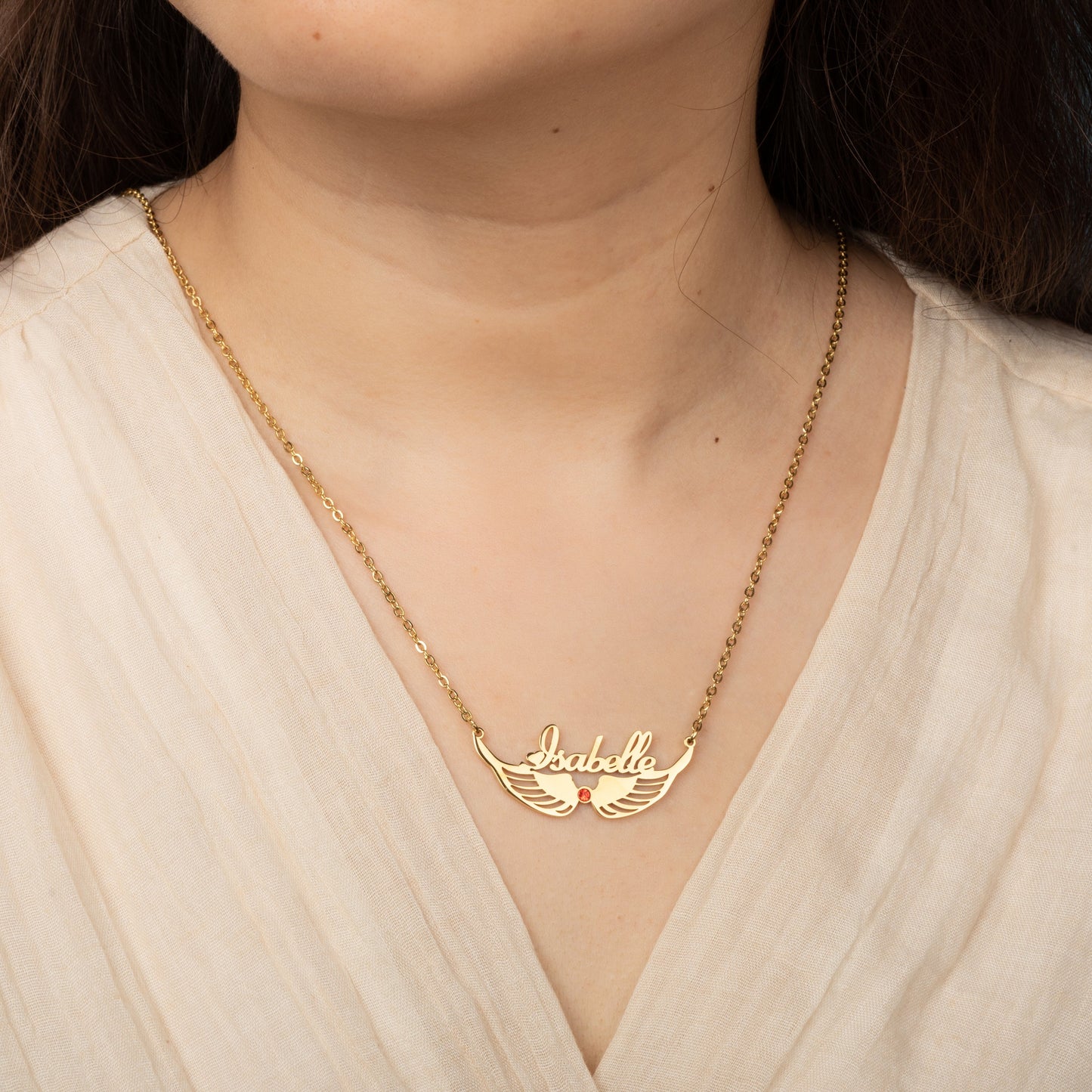 Angel Wings Personalized Name Birthstone