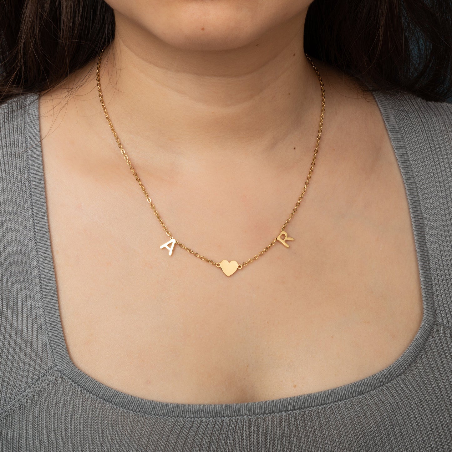 Double Initials Heart Necklace