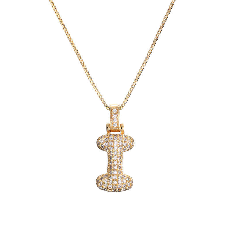 26 Alphabet Pendant Zircon Necklace