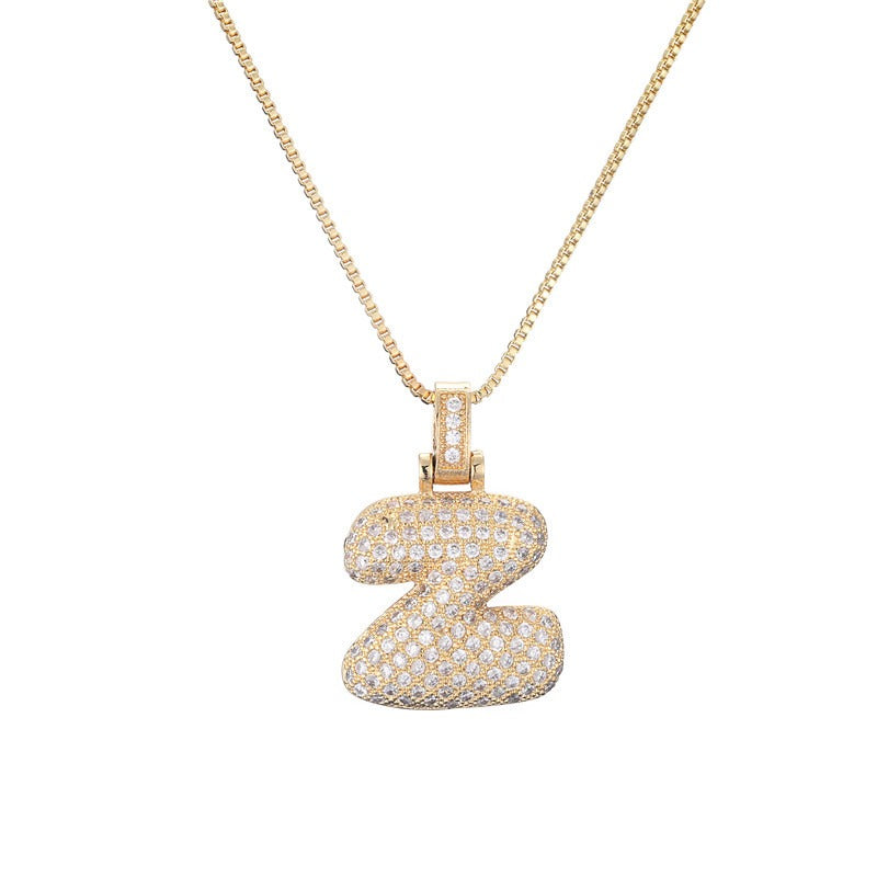26 Alphabet Pendant Zircon Necklace