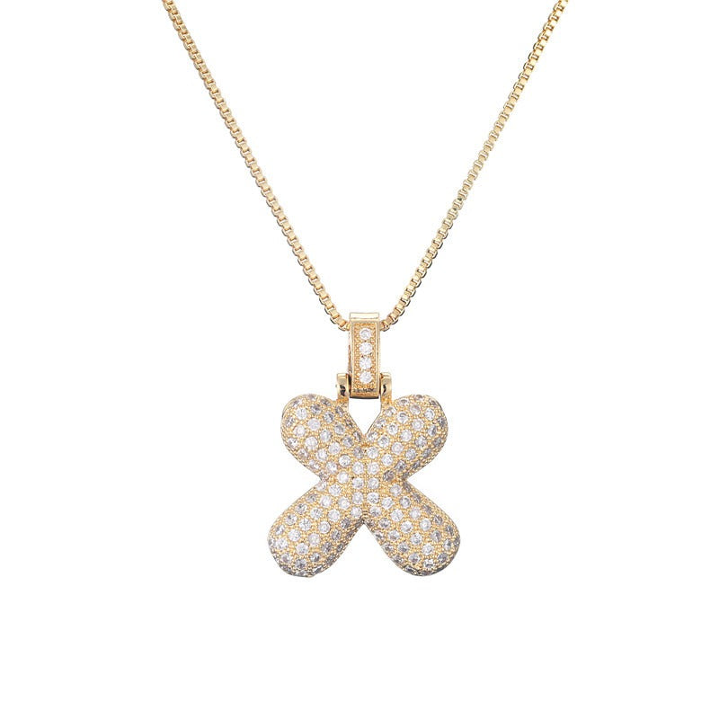 26 Alphabet Pendant Zircon Necklace