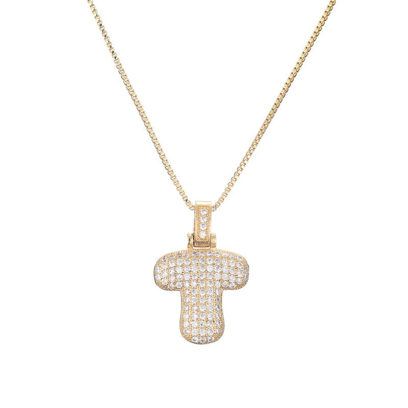 26 Alphabet Pendant Zircon Necklace