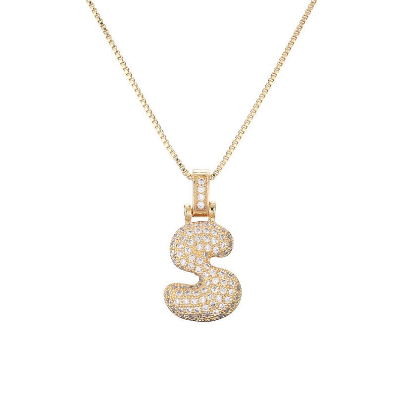 26 Alphabet Pendant Zircon Necklace