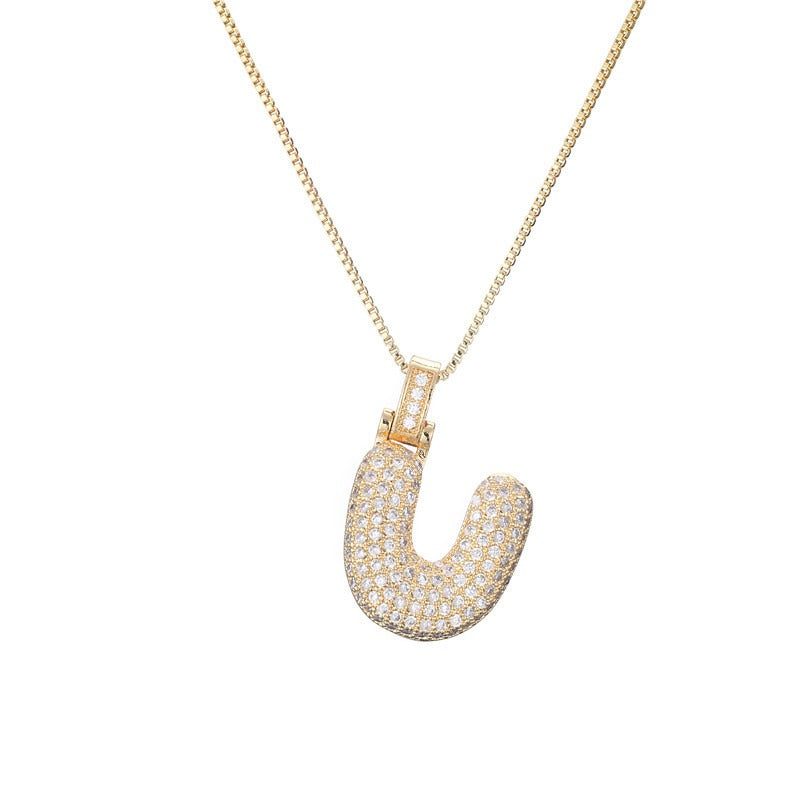 26 Alphabet Pendant Zircon Necklace