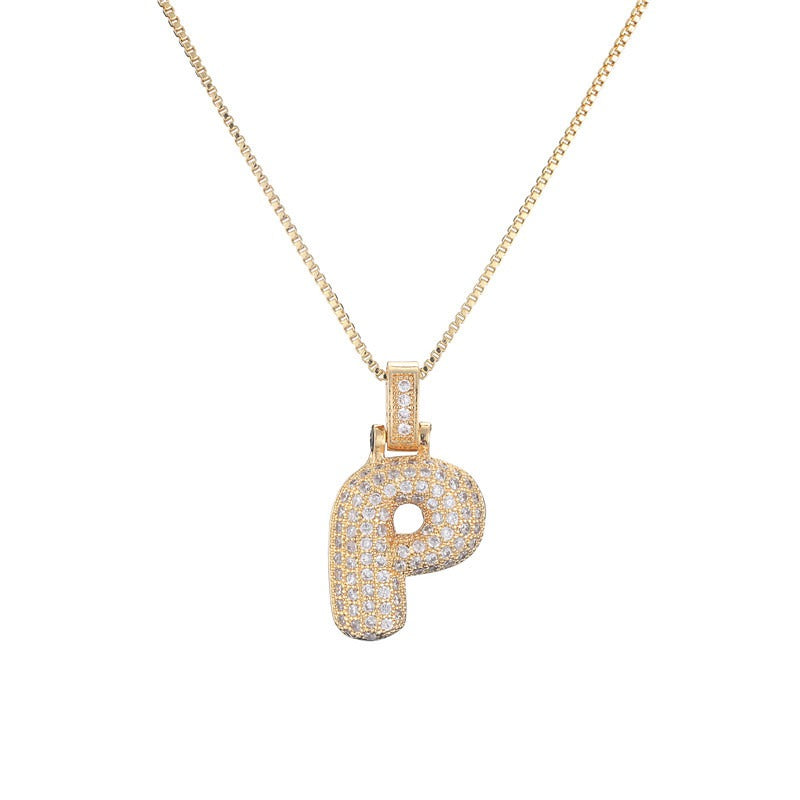26 Alphabet Pendant Zircon Necklace