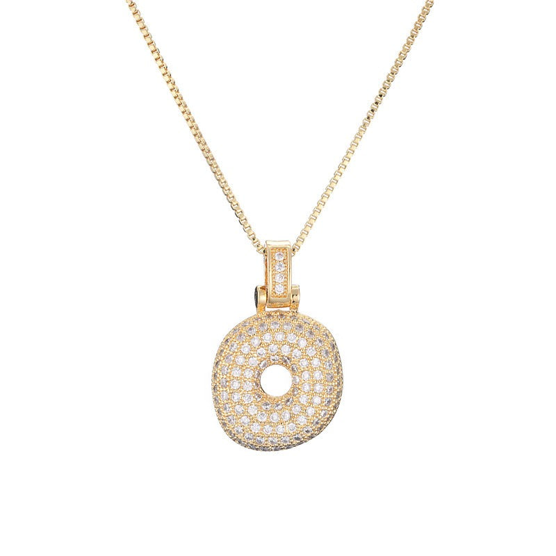 26 Alphabet Pendant Zircon Necklace