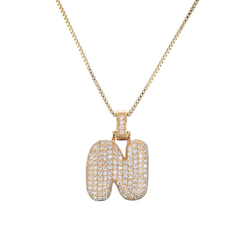 26 Alphabet Pendant Zircon Necklace