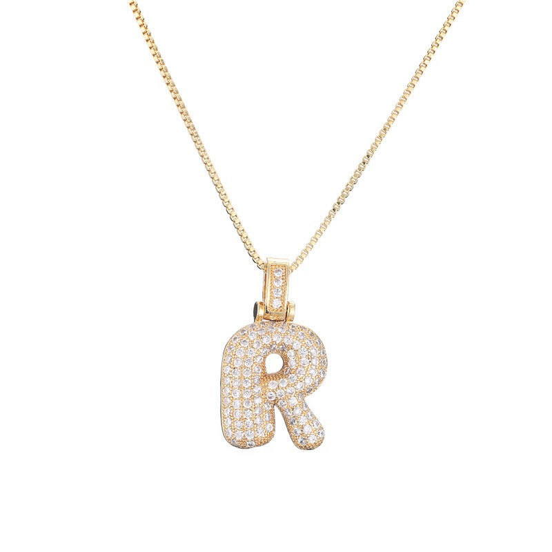 26 Alphabet Pendant Zircon Necklace