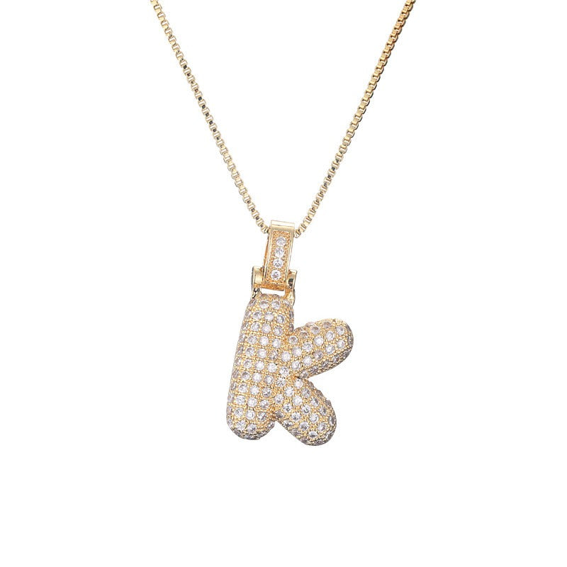 26 Alphabet Pendant Zircon Necklace