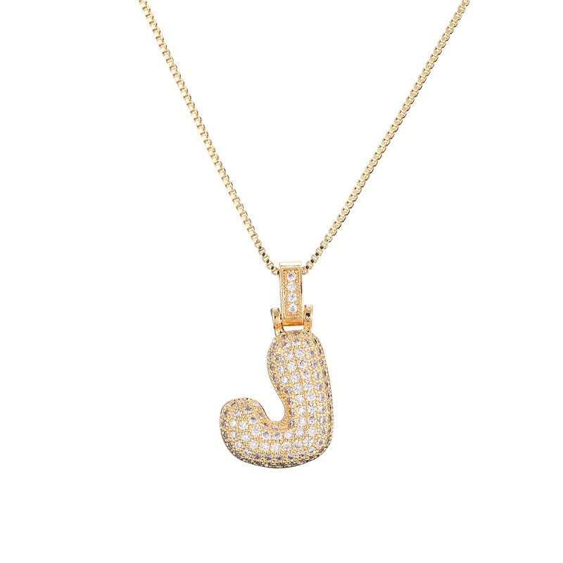 26 Alphabet Pendant Zircon Necklace