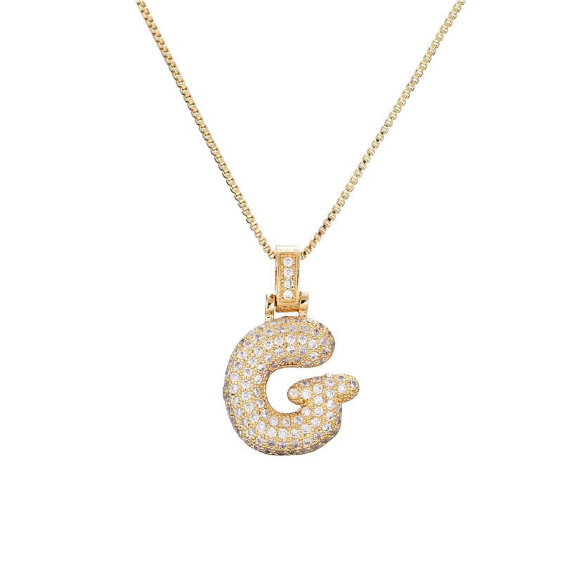 26 Alphabet Pendant Zircon Necklace