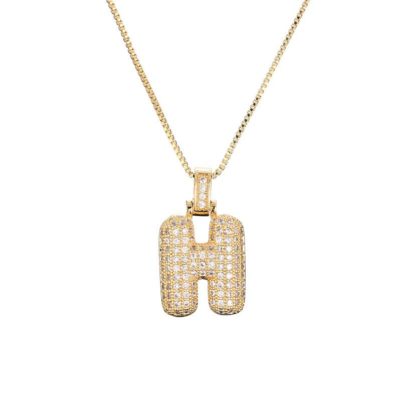 26 Alphabet Pendant Zircon Necklace
