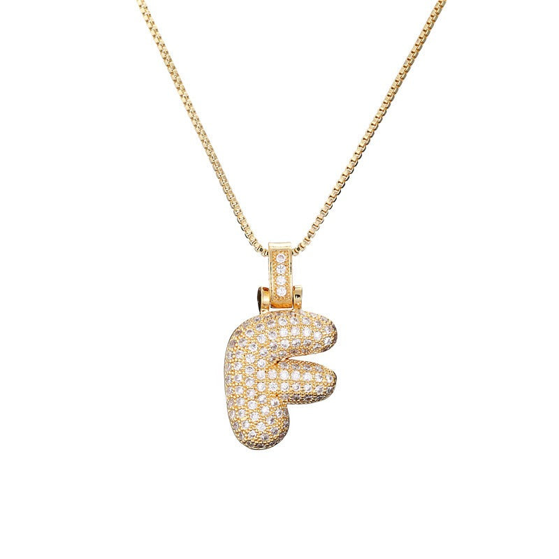 26 Alphabet Pendant Zircon Necklace