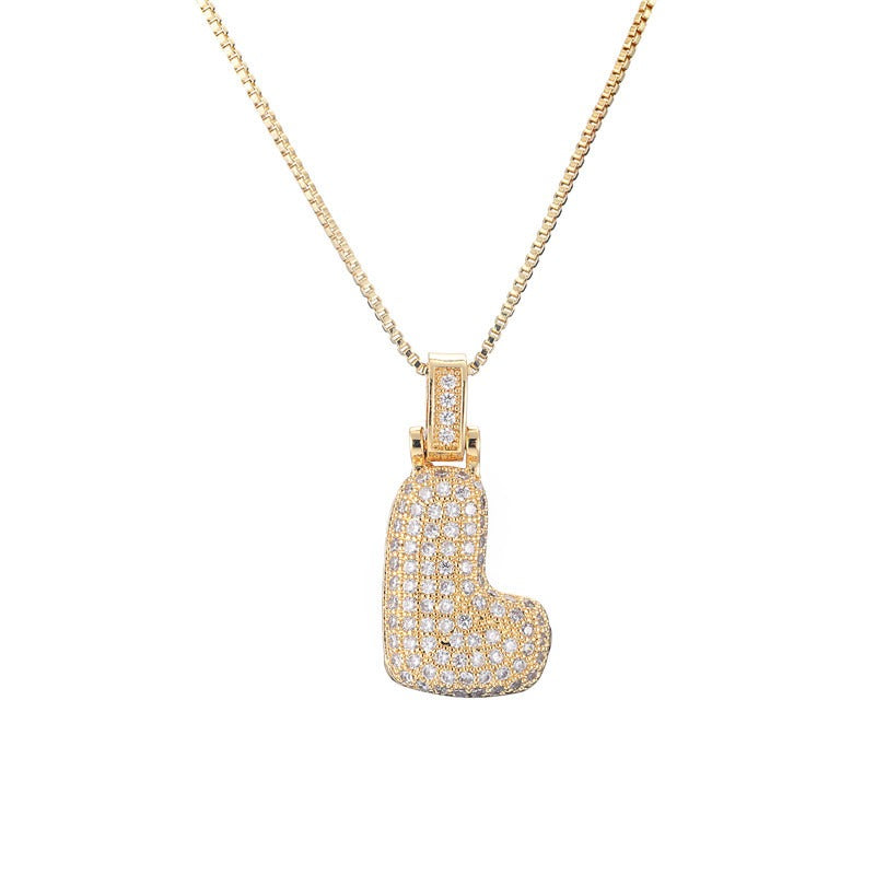 26 Alphabet Pendant Zircon Necklace