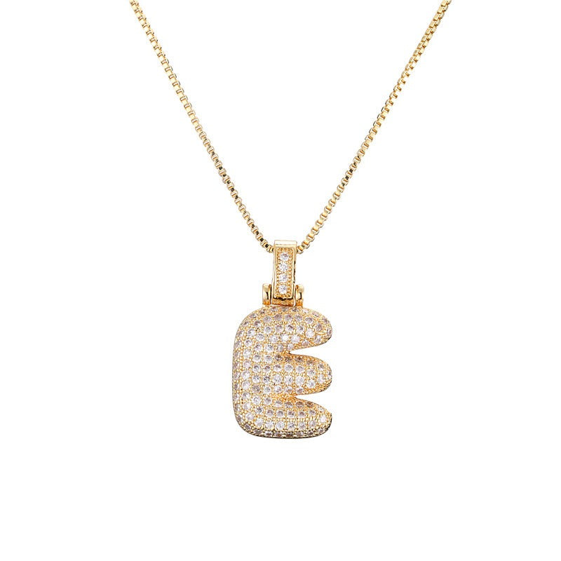 26 Alphabet Pendant Zircon Necklace