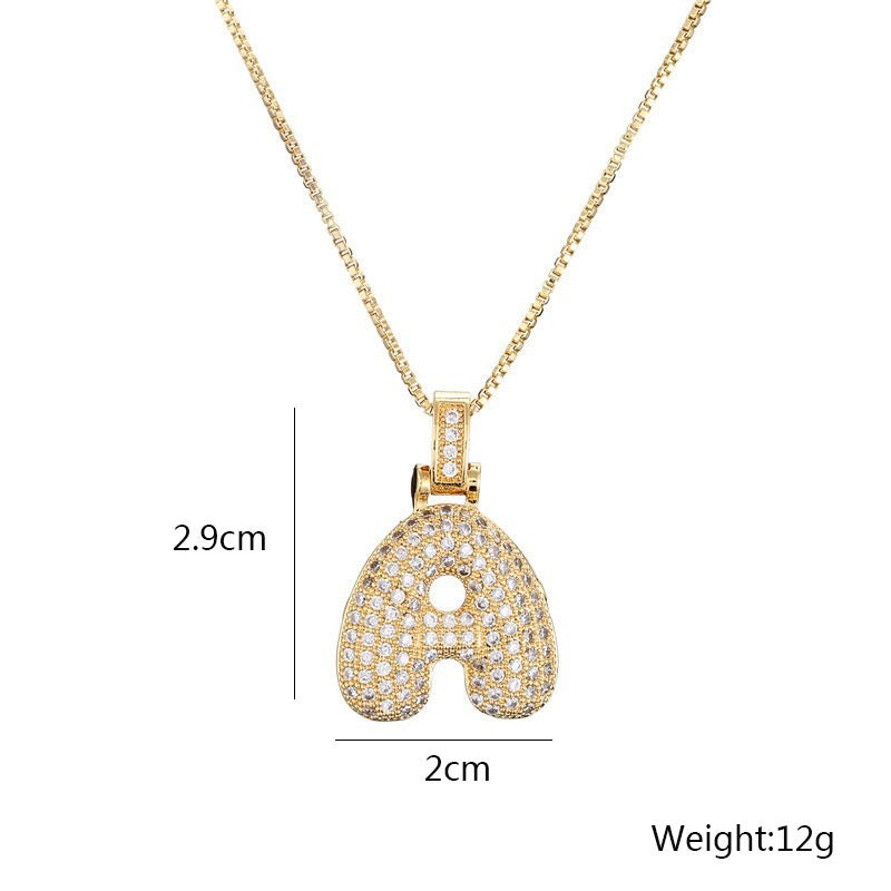 26 Alphabet Pendant Zircon Necklace