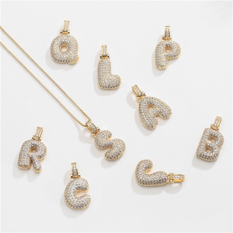 26 Alphabet Pendant Zircon Necklace