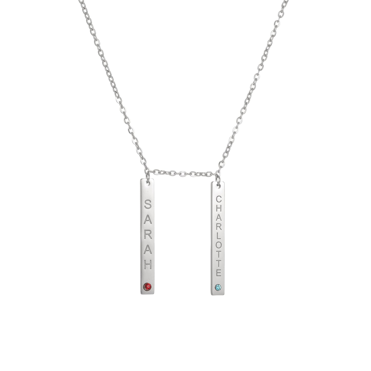 Vertical Bar Birthstone Pendant Necklace