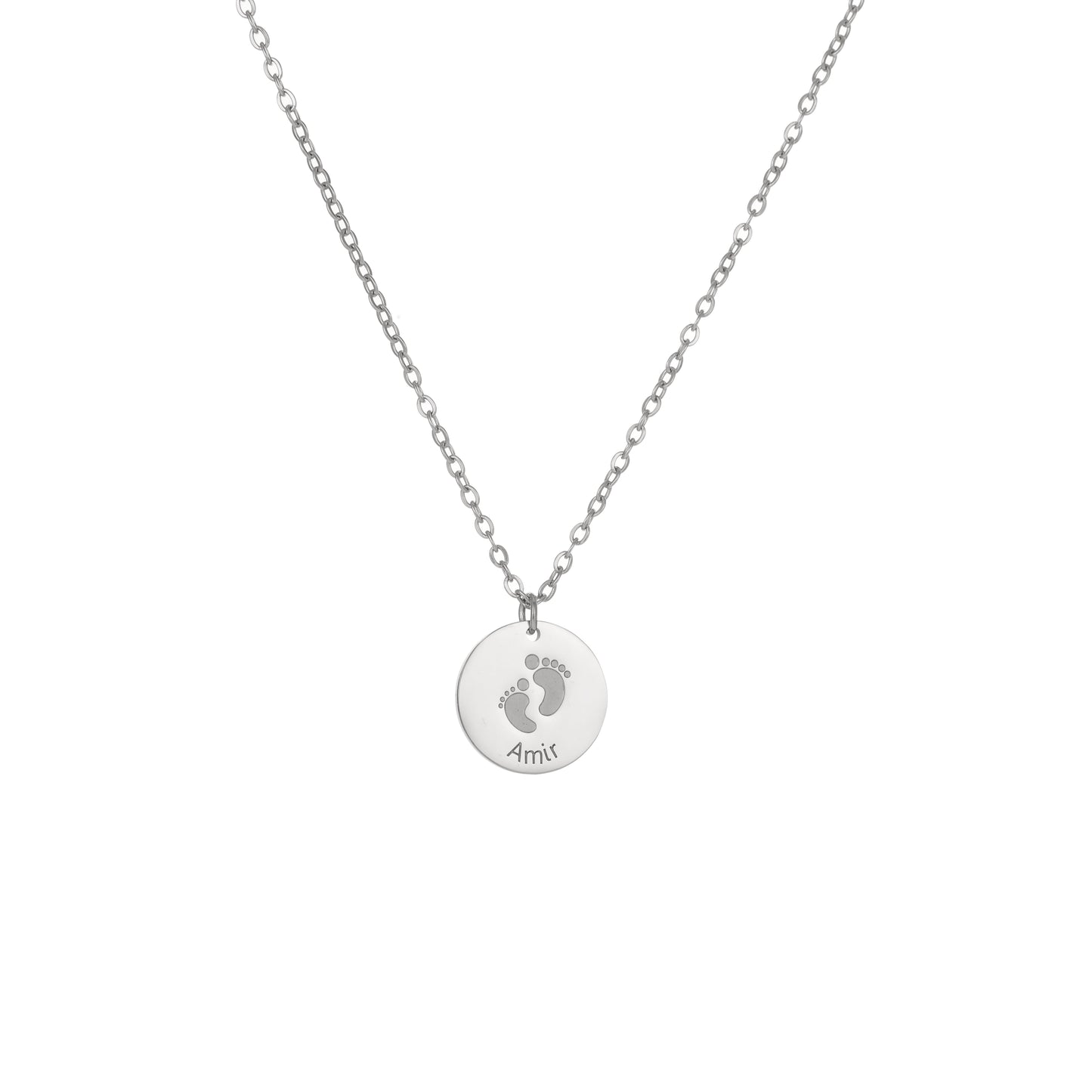 Baby Feet Custom Name Round Pendant