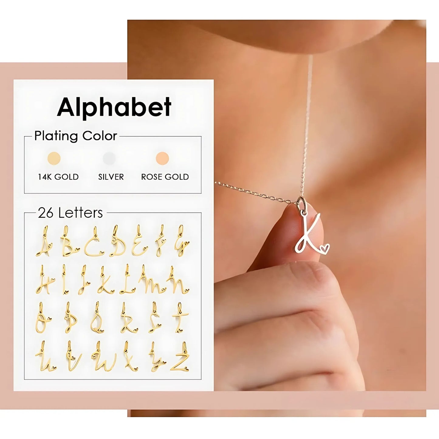 Cursive Initial Necklace With Heart